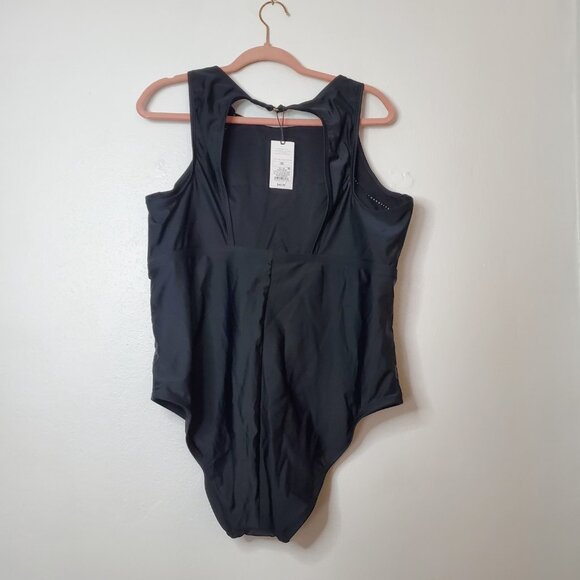 WOMEN’S HIGH NECK MEDIUM COVERAGE ONE PIECE SWIMSUIT SHADE & SHORE BLACK 20 - Picture 8 of 13